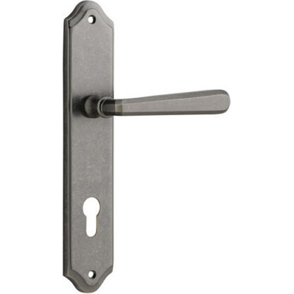 Entrance Door Handle. Copenhagen Lever, Shouldered. - Distressed Nickel