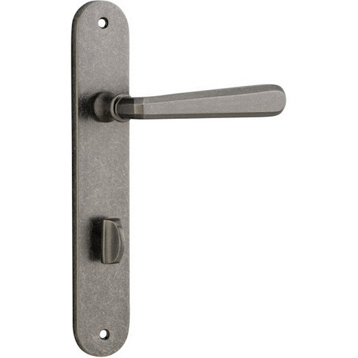 Privacy Door Handle. Copenhagen Lever, Oval. - Distressed Nickel