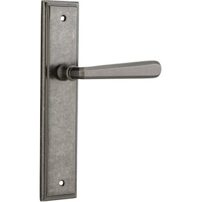 Passage Door Handle. Copenhagen Lever, Stepped. - Distressed Nickel