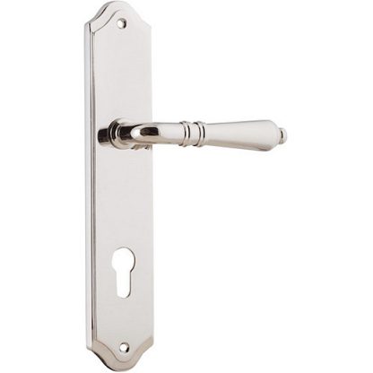 Entrance Door Handle. Sarlat Lever Shouldered. 4 Entrance Door Handle. Sarlat Lever Shouldered. - Polished Nickel