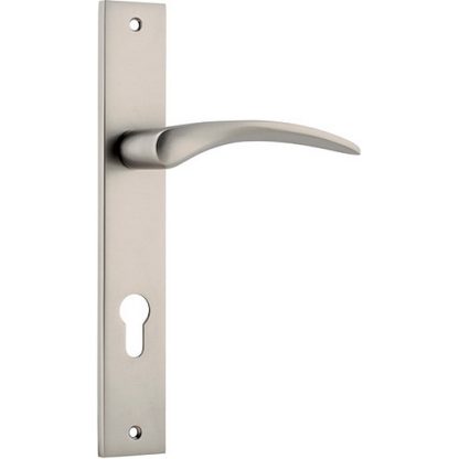 Entrance Door Handle. Oxford Lever Rectangular. - Satin Nickel