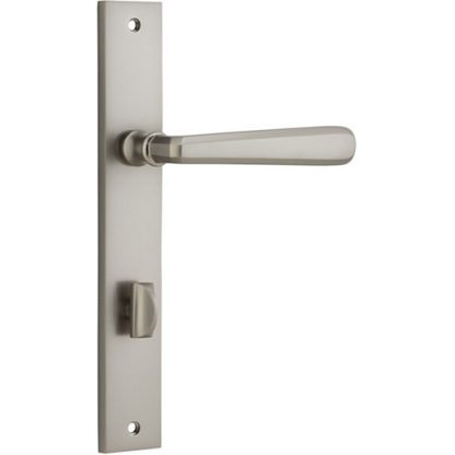 Privacy Door Handle. Copenhagen Lever, Rectangular. - Satin Nickel