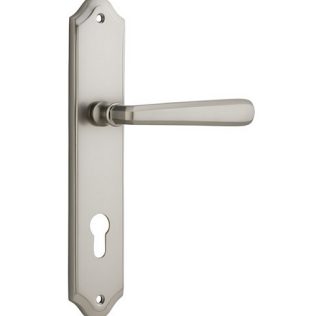 Entrance Door Handle. Copenhagen Lever, Shouldered. - Satin Nickel
