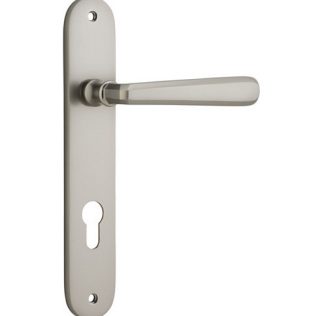 Entrance Door Handle. Copenhagen Lever, Oval. - Satin Nickel