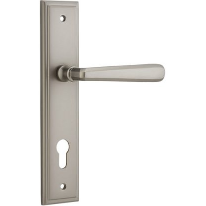 Entrance Door Handle. Copenhagen Lever, Stepped. - Satin Nickel