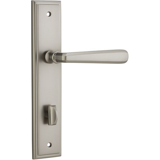 Privacy Door Handle. Copenhagen Lever, Stepped. - Satin Nickel