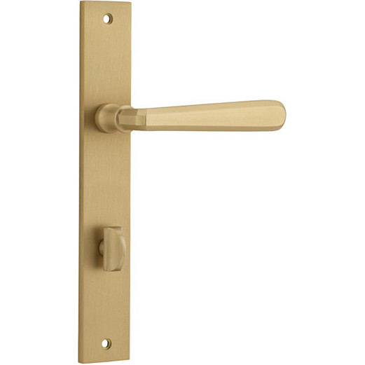 Privacy Door Handle. Copenhagen Lever, Rectangular. - Brushed Brass