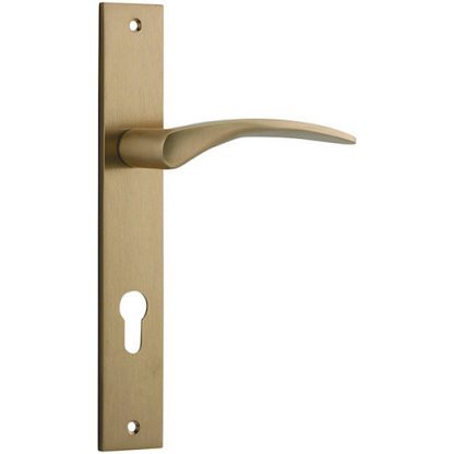 Entrance Door Handle. Oxford Lever Rectangular. - Brushed Brass