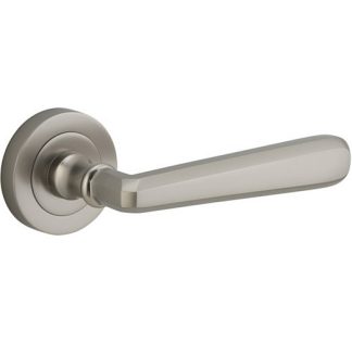 Passage Door Handle. Copenhagen Lever, Round Rose. - Satin Nickel