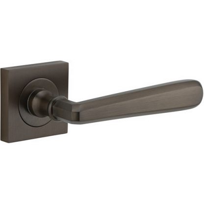 Passage Door Handle. Copenhagen Lever, Square Rose. 3 Passage Door Handle. Copenhagen Lever, Square Rose. - Signature Brass