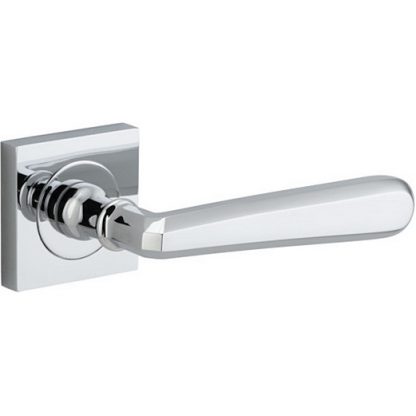 Passage Door Handle. Copenhagen Lever, Square Rose. 6 Passage Door Handle. Copenhagen Lever, Square Rose. - Polished Chrome