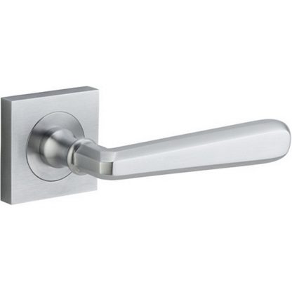 Passage Door Handle. Copenhagen Lever, Square Rose. 4 Passage Door Handle. Copenhagen Lever, Square Rose. - Brushed Chrome