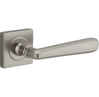 Passage Door Handle. Copenhagen Lever, Square Rose. - Satin Nickel