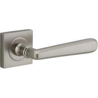 Passage Door Handle. Copenhagen Lever, Square Rose. - Satin Nickel