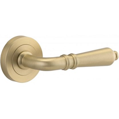 Passage Door Handle. Sarlat Lever Round Rose. - Brushed Brass