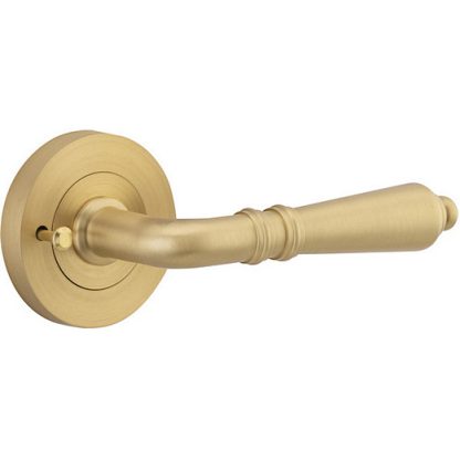 Privacy Door Handle. Sarlat Lever Round Rose. - Brushed Brass