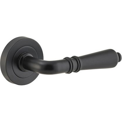 Passage Door Handle. Sarlat Lever Round Rose. - Matt Black