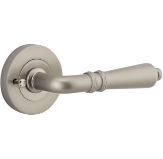 Privacy Door Handle. Sarlat Lever Round Rose. - Satin Nickel