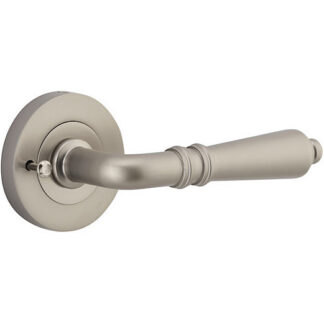 Privacy Door Handle. Sarlat Lever Round Rose. - Satin Nickel