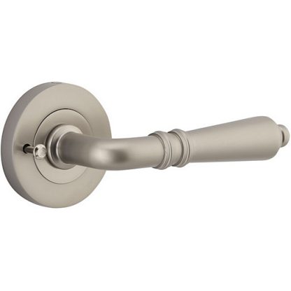 Privacy Door Handle. Sarlat Lever Round Rose. - Satin Nickel