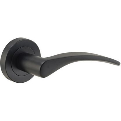 Passage door handle . Oxford Round Rose. - Matt Black