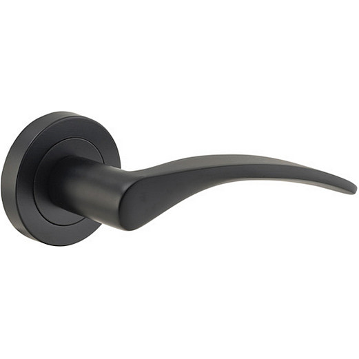 Passage door handle . Oxford Round Rose. - Matt Black