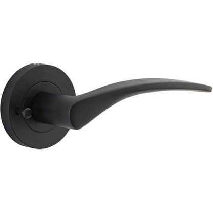 Privacy door handle. Oxford Round Rose. - Matt Black