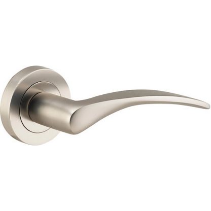 Passage door handle . Oxford Round Rose. - Satin Nickel