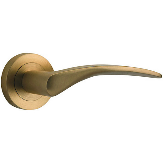 Passage door handle . Oxford Round Rose. - Brushed Brass