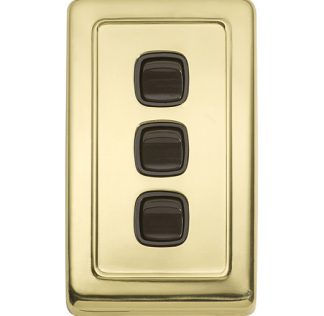 Light Switch Flat Plate. 3 Gang Rocker