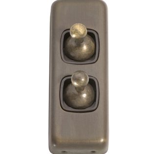 Light Switch Flat Plate. Architrave 2 Gang Toggle