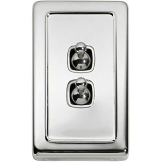 Light Switch, Flat Plate. 2 Gang Toggle