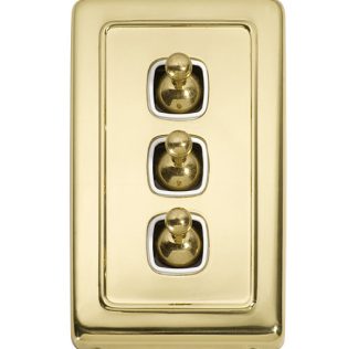 Light Switch, Flat Plate. 3 Gang Toggle