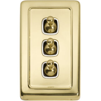 Light Switch, Flat Plate. 3 Gang Toggle