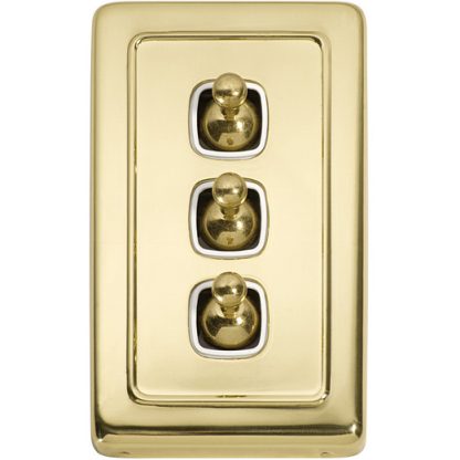 Light Switch, Flat Plate. 3 Gang Toggle