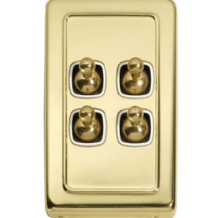 Light Switch, Flat Plate. 4 Gang Toggle