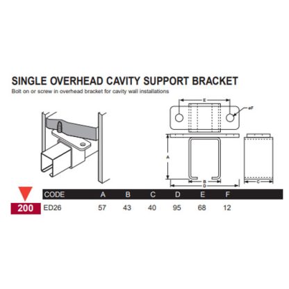 Overhead Support Bracket. Eltrak ED26, Single. - Image 2