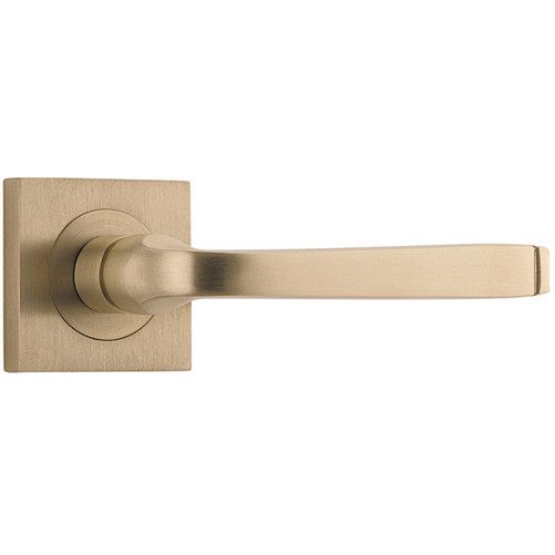 Passage Door Handle. Annecy Lever. Square Rose. - Brushed Brass