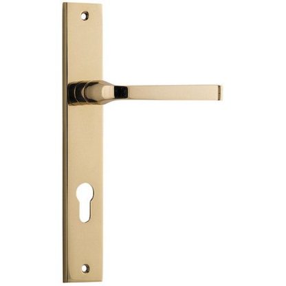 Entrance Door Handle. Annecy Lever Rectangular. - Polished Brass