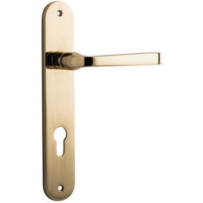 Entrance Door Handle. Annecy Lever Oval. - Polished Brass