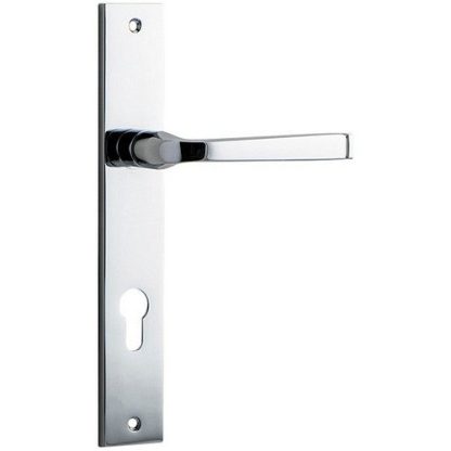 Entrance Door Handle. Annecy Lever Rectangular. - Polished Chrome