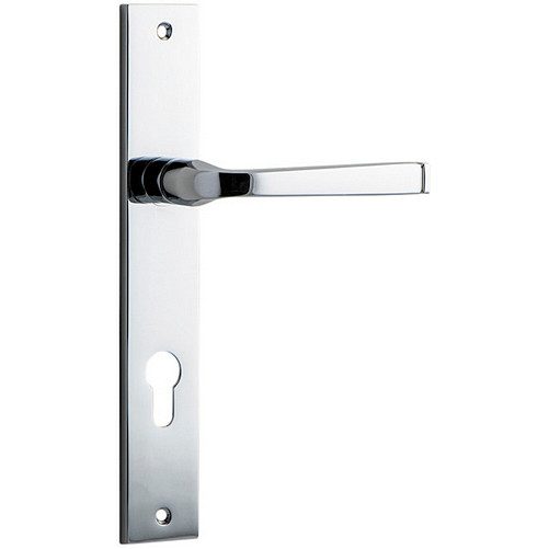 Entrance Door Handle. Annecy Lever Rectangular. - Polished Chrome