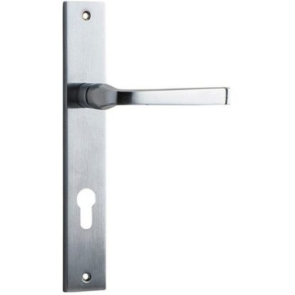 Entrance Door Handle. Annecy Lever Rectangular. - Brushed Chrome
