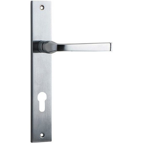 Entrance Door Handle. Annecy Lever Rectangular. - Brushed Chrome