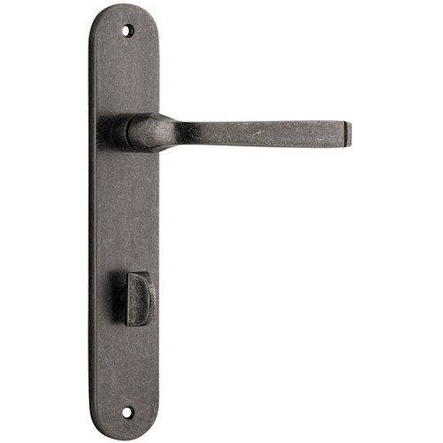 Privacy Door Handle. Annecy Lever Oval. - Distressed Nickel