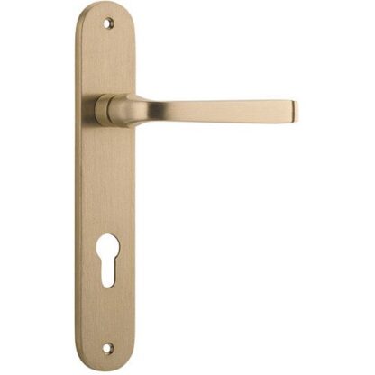 Entrance Door Handle. Annecy Lever Oval. - Brushed Brass
