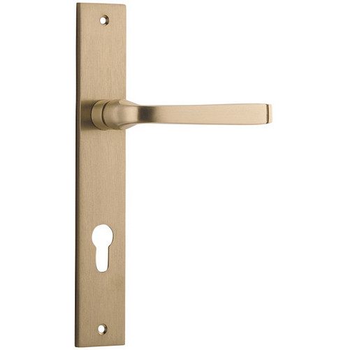 Entrance Door Handle. Annecy Lever Rectangular. - Brushed Brass