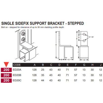 Eltrak ED20B Side Fix Bracket. 35mm Offset - Image 2