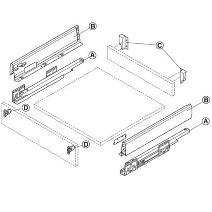 Soft Close Drawer. Matrix Box S.  84mm side. White & Black - Image 3