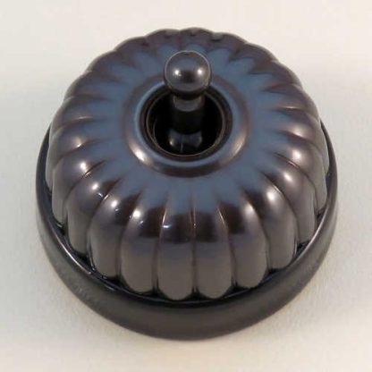 Black Porcelain Base Fluted Switch . Classic Electric 20 Series